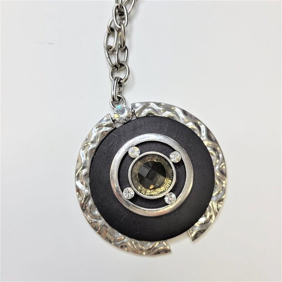 Black Round Pendant Necklace on a Cord -NWOT - Picture 6 of 7